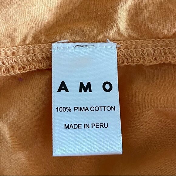 AMO Ruth Sleeveless Button Up Shirt Size Small Tangerine Orange Cotton - Picture 5 of 5
